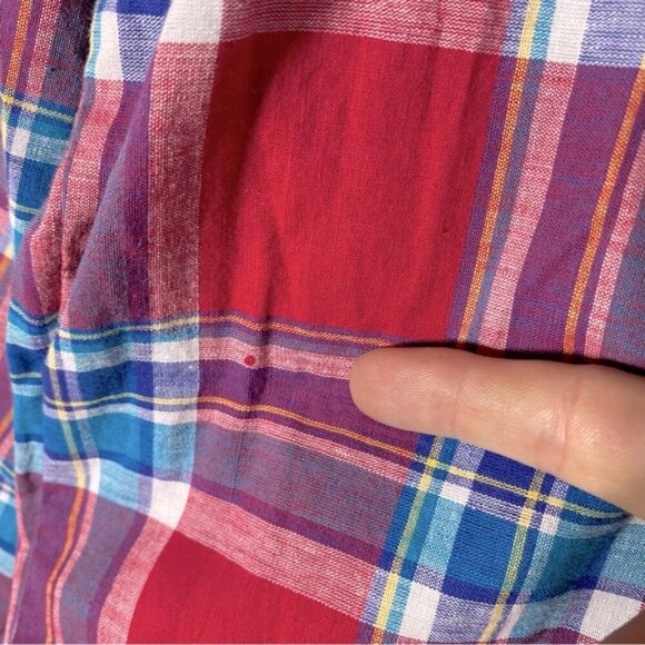 Vintage Reversible Blue Red Plaid Bomber Style Light Jacket L - Picture 9 of 13